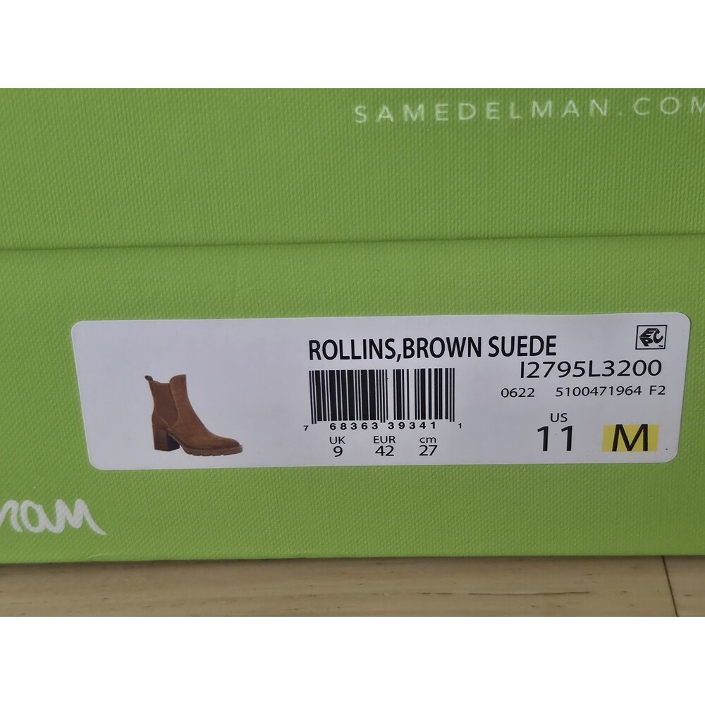Sam Edelman Rollins Frontier Brown Suede Block Heel Chelsea Boots Size 11 M - Picture 12 of 12